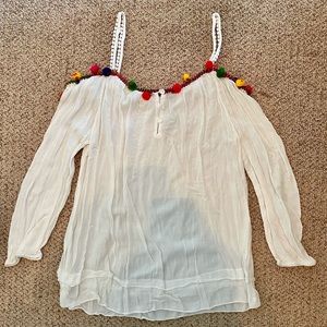 Cute White Blouse with Pop of Color